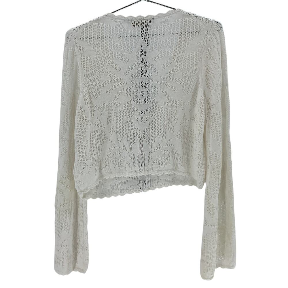 House Of Harlow 1960 Cropped White Kameli Pointelle Sweater Size S - Picture 3 of 4